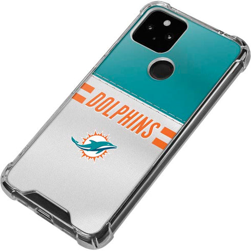 NFL Miami Dolphins White Striped Google Pixel 5 Clear Case